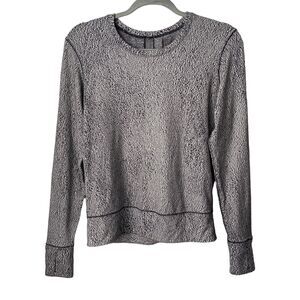Lululemon Rush Hour Long Sleeve Running Shirt Black White Spray Jacquard Size 4